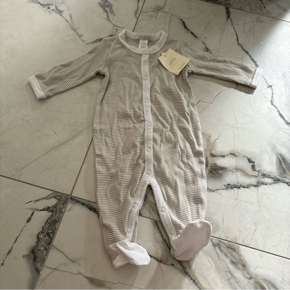 Restoration Hardware Gray and White Striped Footie